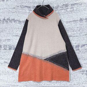 Mlene Biante Color Block Shawl Collar Knit Sweater